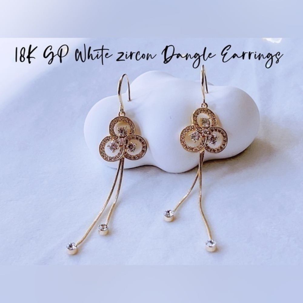 18K GP White Zircon  Dangle Earrings